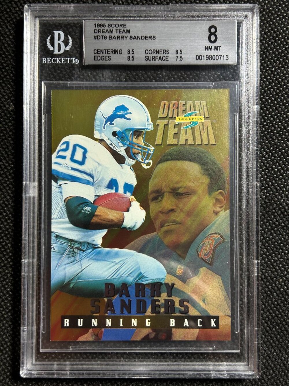 1995 SCORE DREAM TEAM #DT6 BARRY SANDERS BGS 8 NM-MINT LIONS HOF